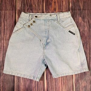 Vintage Western Jean Shorts Western Ethics bareback denim high rise front flap